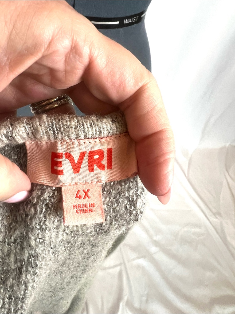 EVRI Plus Size 4X Colorblock Open Front Long Cardigan Gray/Pink/Rust/Brown 951 - Picture 4 of 5